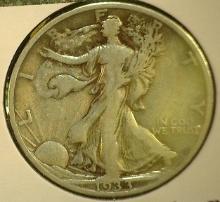 1933 S Walking Liberty Half Dollar, Fine.