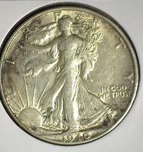 1940 S Walking Liberty Half Dollar, VF+.