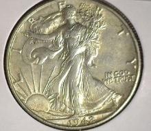 1942 D Walking Liberty Half Dollar, AU.