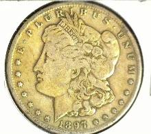 1897 S Morgan Silver Dollar, Fine.