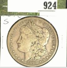 1898 S  Morgan Silver Dollar, Fine.