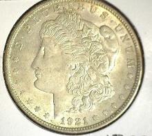 1921 P Morgan Silver Dollar, Almost Uncirculated.