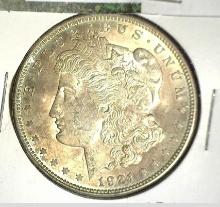 1921 P Morgan Silver Dollar, AU.