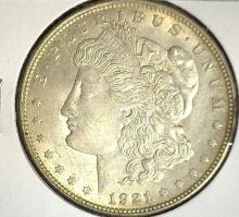 1921 P Morgan Silver Dollar, AU.