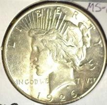 1926 S U.S. Peace Silver Dollar, Brilliant Uncirculated.