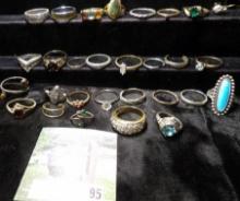 Large group of Old Rings, not checked for Gold or Silver although one does appear to have a nice Tur