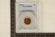 1958-D LINCOLN WHEAT CENT PCGS MS66RD