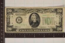 1934-A US $20 FEDERAL RESERVE NOTE GREEN SEAL