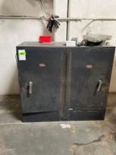 Metal Cabinet w/ Contents & Workbench