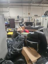 Lot of Assorted Furniture and Office Equipment w/ Fridge