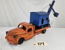 Structo Flatbed Truck with Structo Steam Shovel