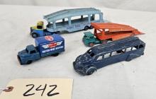 Pair of car haulers & box Van & Bus