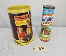 Vintage Playskool Lincoln Logs & Halsam Square American Logs