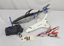 U.S. Space Ship & Bike/Plane Toy & Swimways Remote Shark