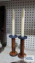 Antique spool candlesticks