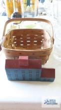 1984 Longaberger basket and wooden house decoration