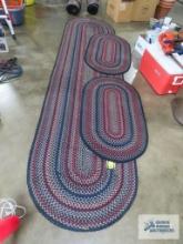 Braided wool runner and two braided wool throw rugs