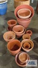 Clay and plastic planters