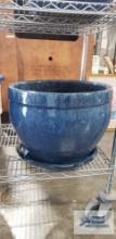 Large heavy blue planter