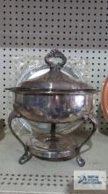 silverplate chafing dish and serving tray