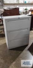 Three drawer metal filing cabinet