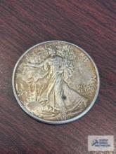 1990 American Eagle, 1 oz fine silver, one dollar coin