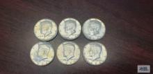 (6) 1964 Kennedy half dollars