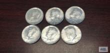 (6) 1964 Kennedy half dollars