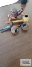 Pipe rest, corn cob pipe, and other pieces