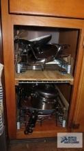 ASSORTED POTS AND PANS IN CABINET