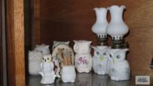 OWL FIGURINE VANITY LAMPS, TOOTHPICK HOLDERS AND OTHER FIGURINES