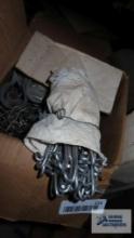 Chain link fence ties, assorted chain, fence clamps, etc