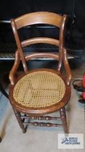 Wood chair with cane seat