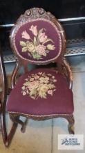 Chair with needlepoint seat and back