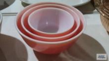 Pyrex mixing bowl set, orange