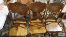 Oak press back chairs