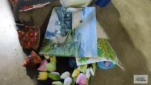 Easter items, turkey figurines, St Patrick's Day stickers and lighted canvas