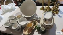 Shenango China pieces and large mixing bowl