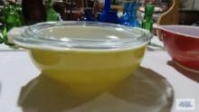 Pyrex casserole, yellow