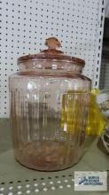 pink depression glass cookie jar