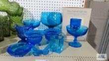 Assorted blue glass...including Westmoreland Glass candy dish