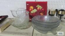 Glass salad bowls, serving bowls and etc