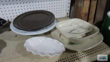 Franciscan platter, Franciscan bowl and plates and Gorham cake plate