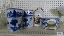 Oriental vases, teapot and etc