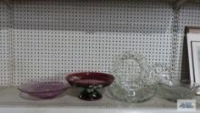 Clear glass chip and dip bowl, centerpiece dish, and serving bowl