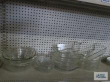 Glass mixing bowls, baking dishes and etc