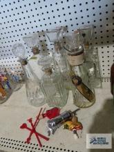 Assorted decanters and bar items