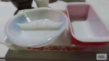 Pyrex baking dish and divided baking dish and loaf pan