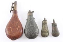 Lot of 4 19th Century Powder Flasks