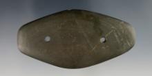 3 13/16" Banded Slate Gorget found in Marion Co., Ohio. Ex George Heckman. Pictured!